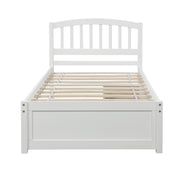 DreamHaus platform storage bed with wood frame, two drawers, and a headboard, offering stylish and functional bedroom storage.