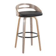 Lumi Source Cassis mid-century modern fixed height barstool set with swivel, round footrest, and sleek wood finish, set of two.