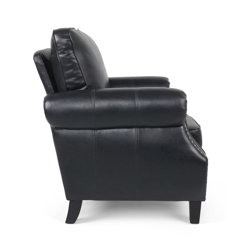 Contemporary Club Chair With Nailhead Trim And Rolled Armrests - R&R Furniture Gallery (Fountain Valley, CA)