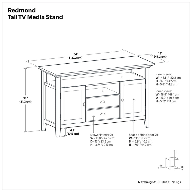 Redmond - Tall TV Media Stand - Rustic Natural Aged Brown