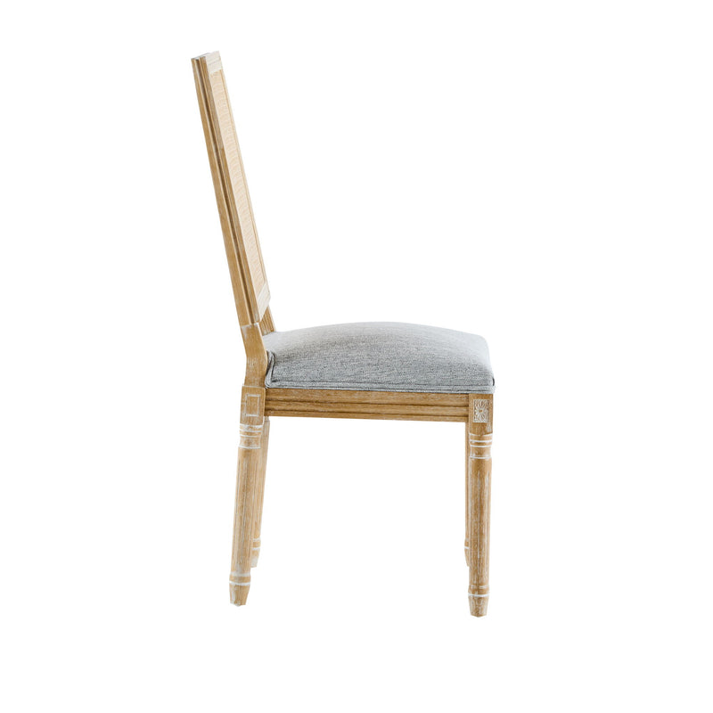 French Country Dining Chair With Rectangular Cane Backrest And Smooth Upholstered Seating - R&R Furniture Gallery (Fountain Valley, CA)