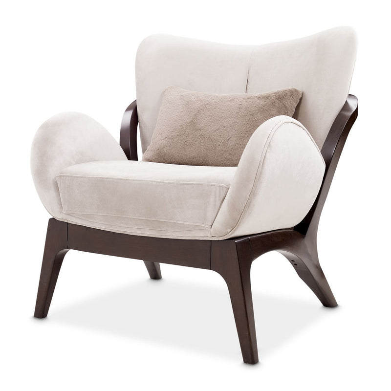 Camellia Field - Velvet Accent Chair - Beige / Dark Brown - R&R Furniture Gallery (Fountain Valley, CA)