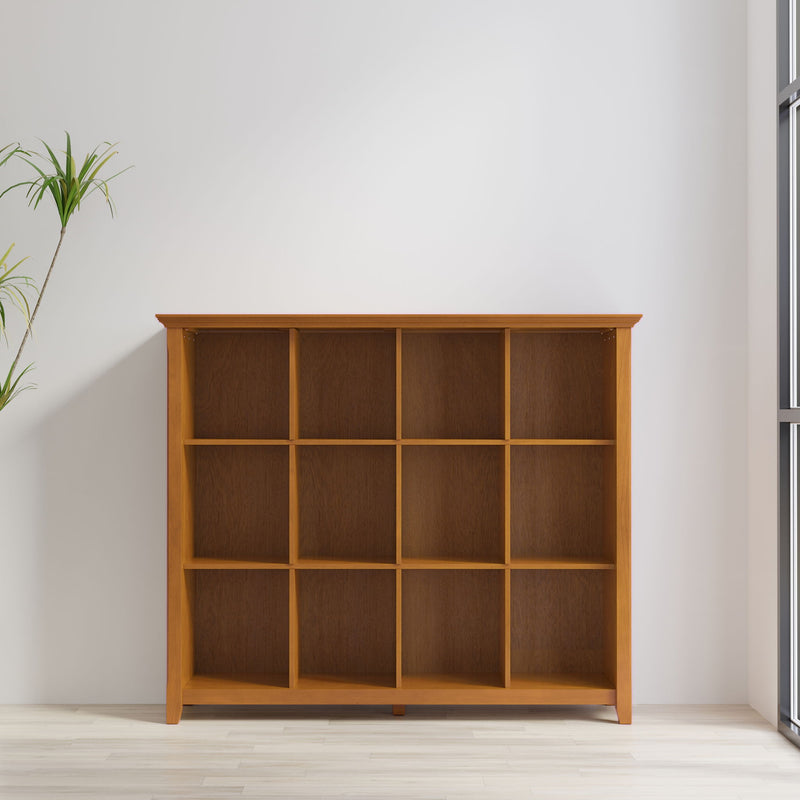 Simpli-Home Acadian handcrafted cube storage organizer with multiple compartments for versatile home organization.