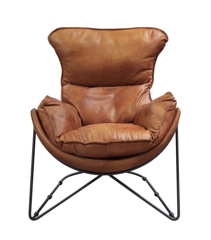 Thurshan - Accent Chair - Aperol Top Grain Leather & Black - R&R Furniture Gallery (Fountain Valley, CA)