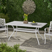 Celestine - Outdoor Cast Aluminum Dining Table With Floral Lattice Design And Umbrella Holder - R&R Furniture Gallery (Fountain Valley, CA)