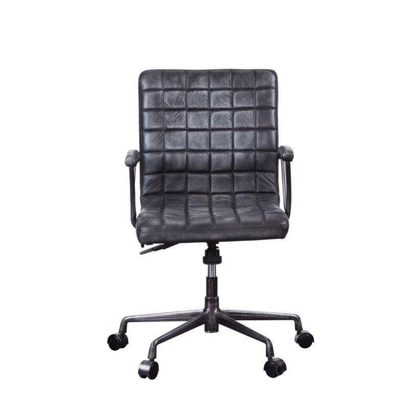 Barack - Office Chair - Vintage Black Top Grain Leather & Aluminum - R&R Furniture Gallery (Fountain Valley, CA)