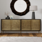 Parker House Crossings Cairo Console TV stand in rich coffee bean finish with sleek wood grain and modern design.