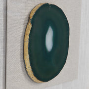 Keeva agate stone shadow box wall decor in gold by Uttermost, featuring a natural agate stone with a sleek gold frame.