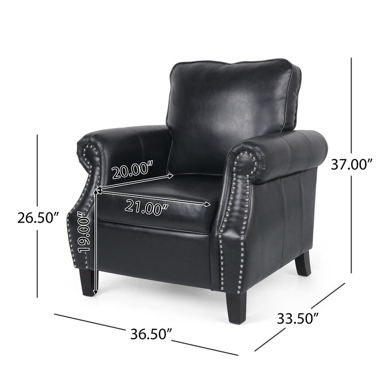 Contemporary Club Chair With Nailhead Trim And Rolled Armrests - R&R Furniture Gallery (Fountain Valley, CA)