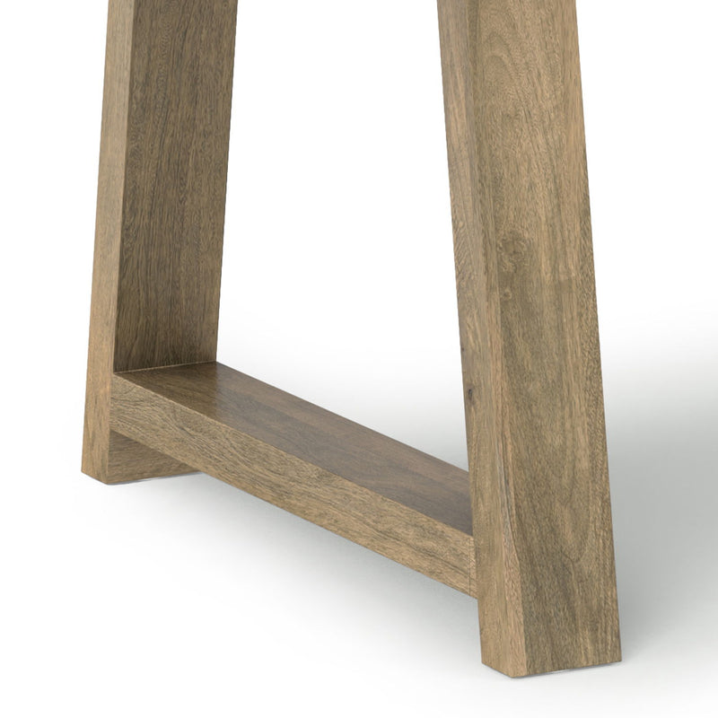 Wooden Whitley dining table by Simpli-Home with a smooth surface and sturdy legs, ideal for modern dining rooms.