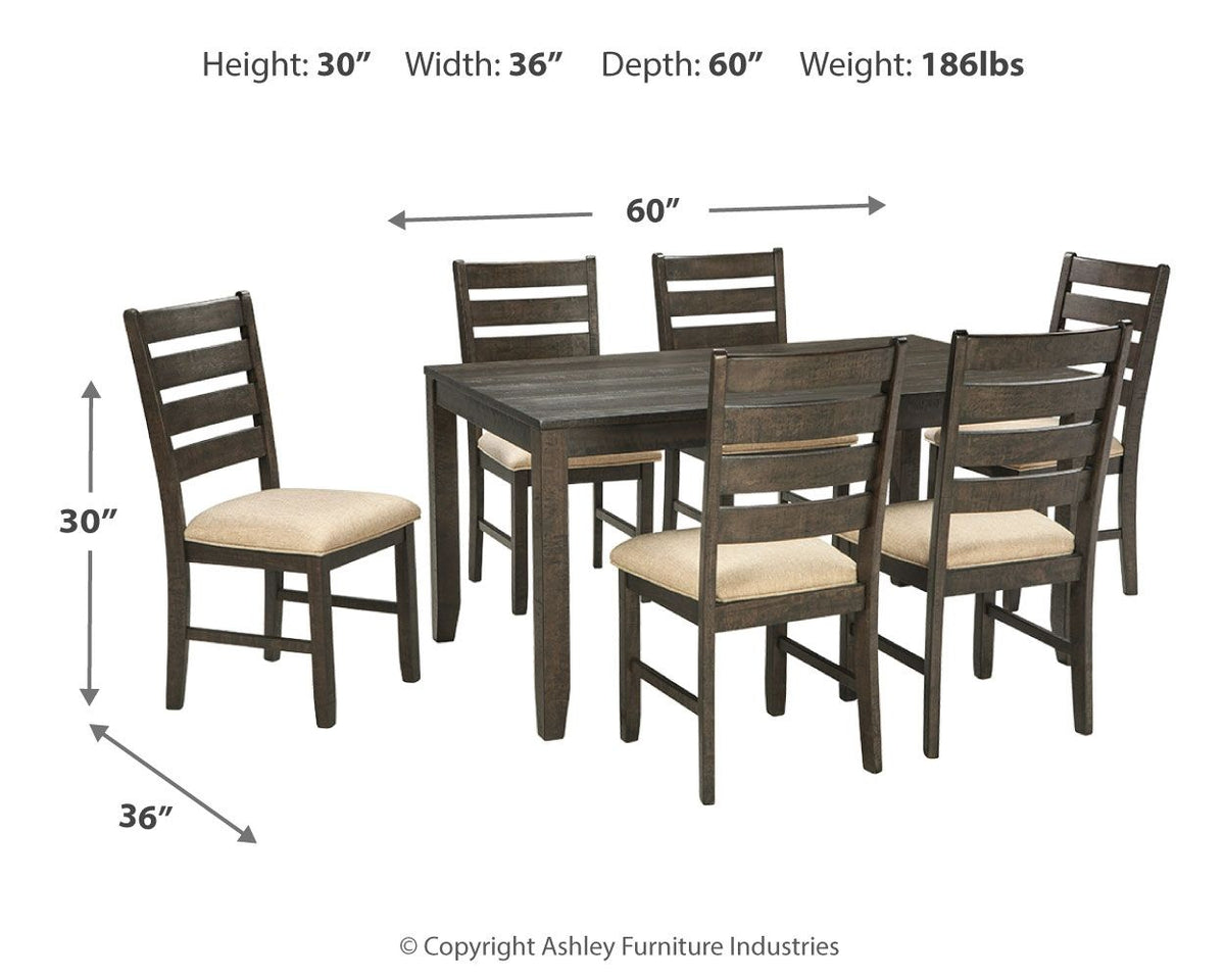 Rokane - Dining Room Table Set (Set of 7) - Brown - R&R Furniture Gallery (Fountain Valley, CA)