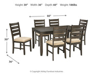 Rokane - Dining Room Table Set (Set of 7) - Brown - R&R Furniture Gallery (Fountain Valley, CA)