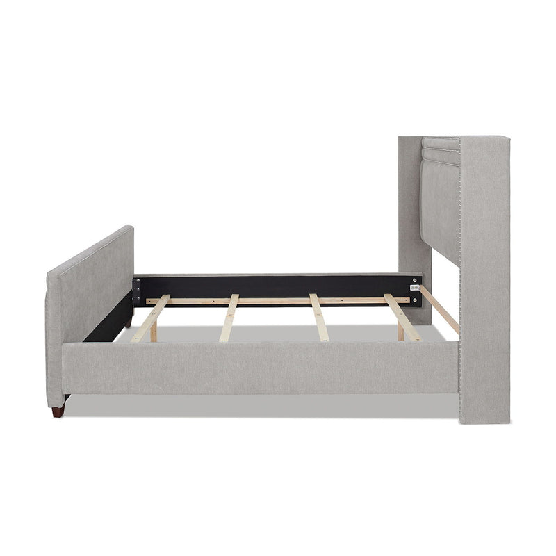Elle - Wingback Upholstered King Bed - Silver Gray - R&R Furniture Gallery (Fountain Valley, CA)