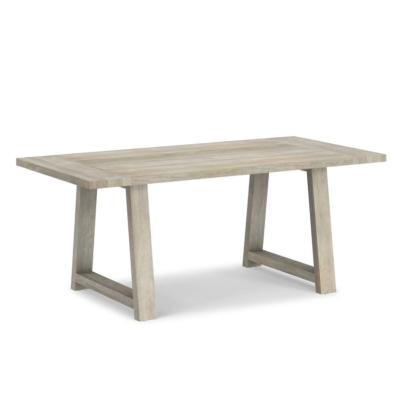 Simpli-Home Whitley dining table with wooden tabletop and sturdy legs, perfect for modern dining room decor.