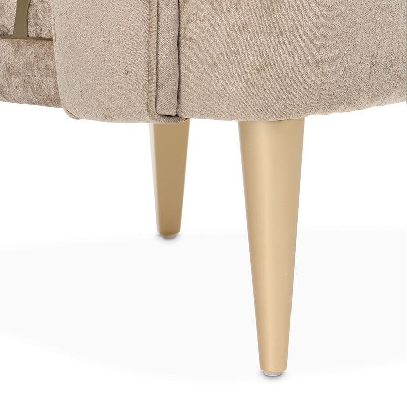 Michael Amini La Rachelle Flame Chair, elegant accent chair with vibrant flame pattern upholstery and wooden legs.