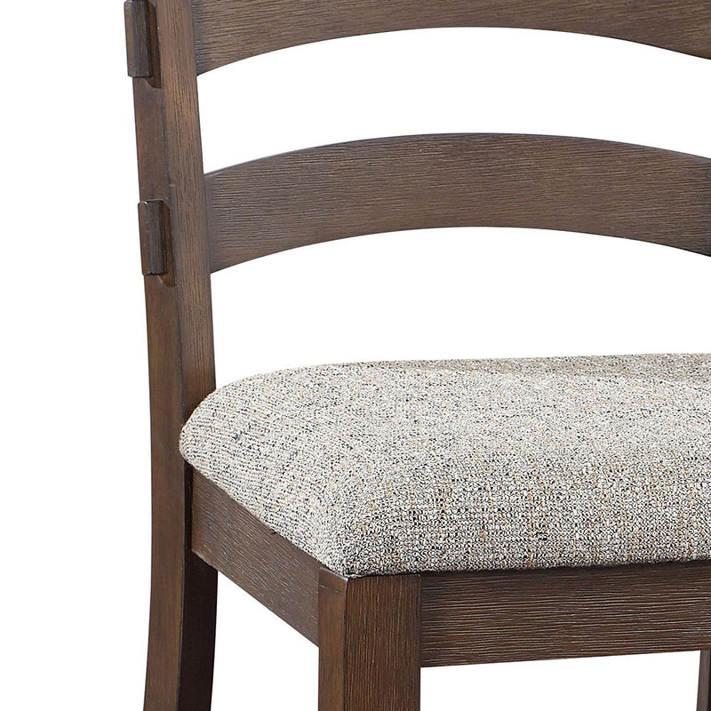 Pascaline - Side Chair (Set of 2) - Gray Fabric, Rustic Brown & Oak - R&R Furniture Gallery (Fountain Valley, CA)