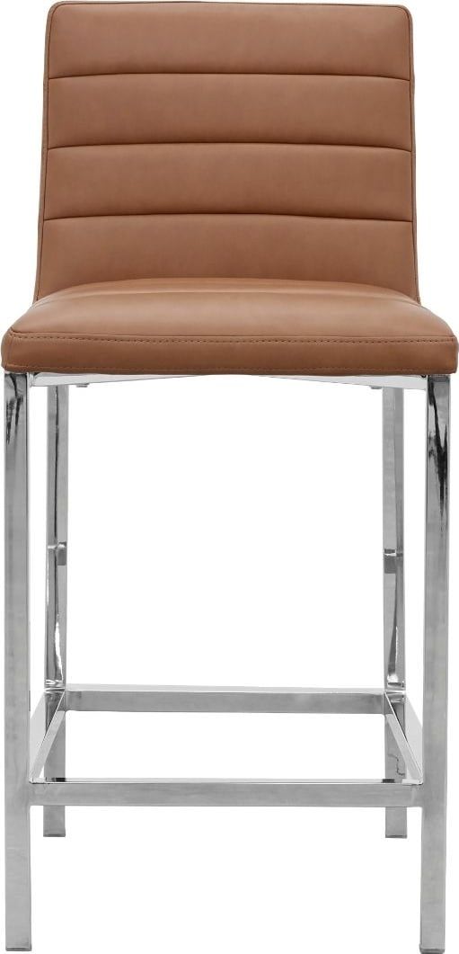 Amalfi Metal Back Counter Stool in Cognac Leather