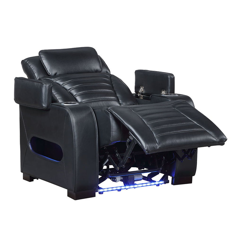 Ephron - Power Motion Recliner With Power Headrest & LED - Black - R&R Furniture Gallery (Fountain Valley, CA)