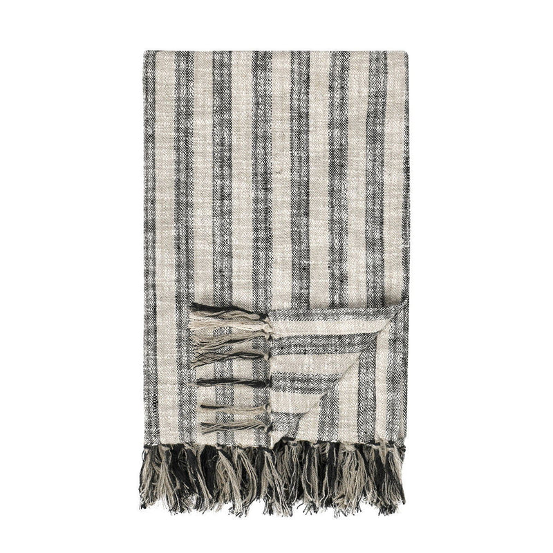 Throws - TC Linna Throw - Natural / Black - R&R Furniture Gallery (Fountain Valley, CA)