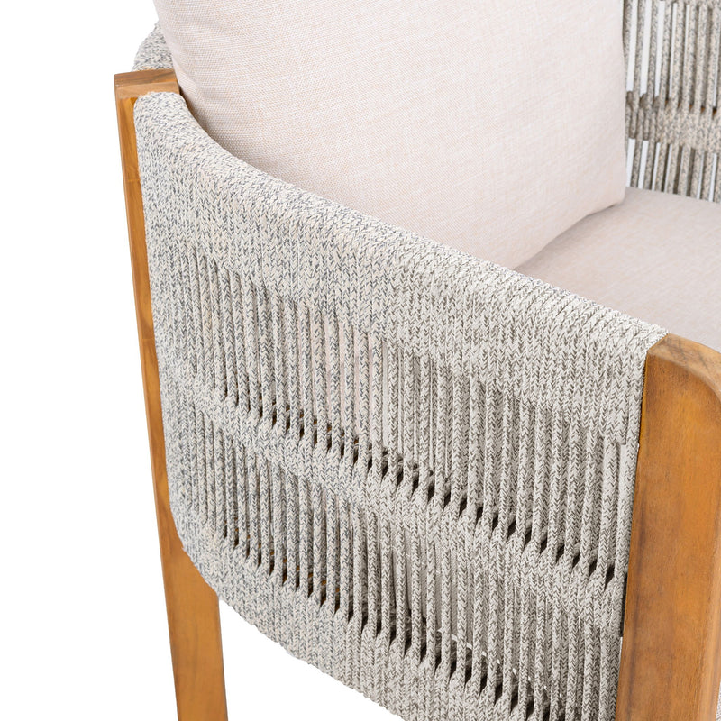 Outdoor Dining Chairs & Rope Handles (Set of 2) - Beige / Teak - R&R Furniture Gallery (Fountain Valley, CA)