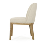 Set of two Noble House modern dining chairs with durable fabric upholstery and sturdy wooden frames.