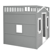 DreamHaus elegant house loft bed with ladder, featuring a cozy sleeping area and sturdy wooden frame for kids' bedroom decor.