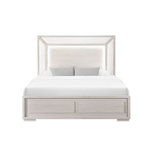 Ciara - King Bed With LED Panel Headboard, Low Profile Design - Beige