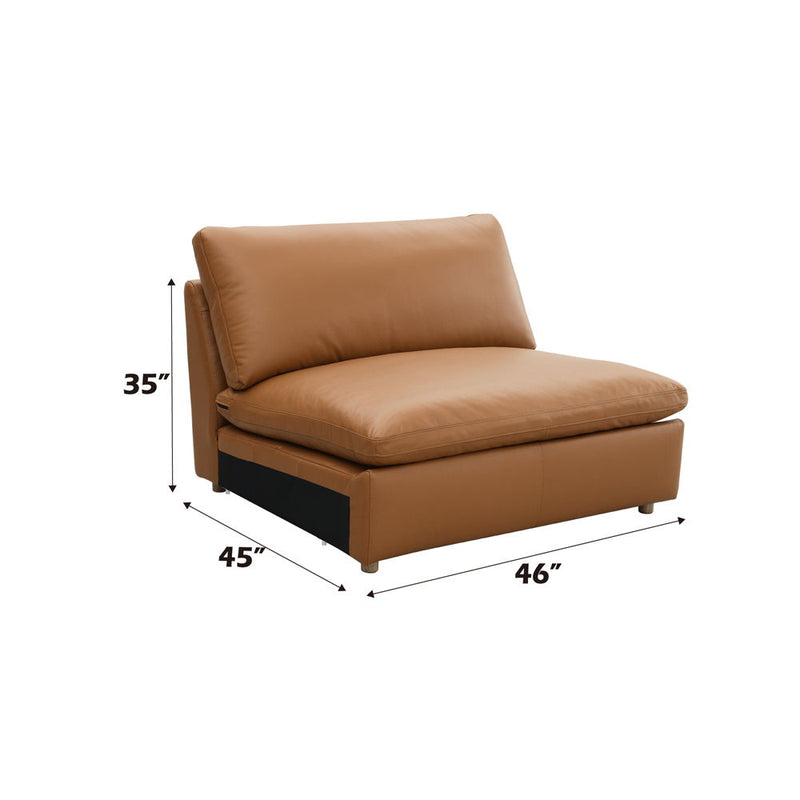 Brighton - Modular Armless Chair - Brown Top Grain Leather - R&R Furniture Gallery (Fountain Valley, CA)
