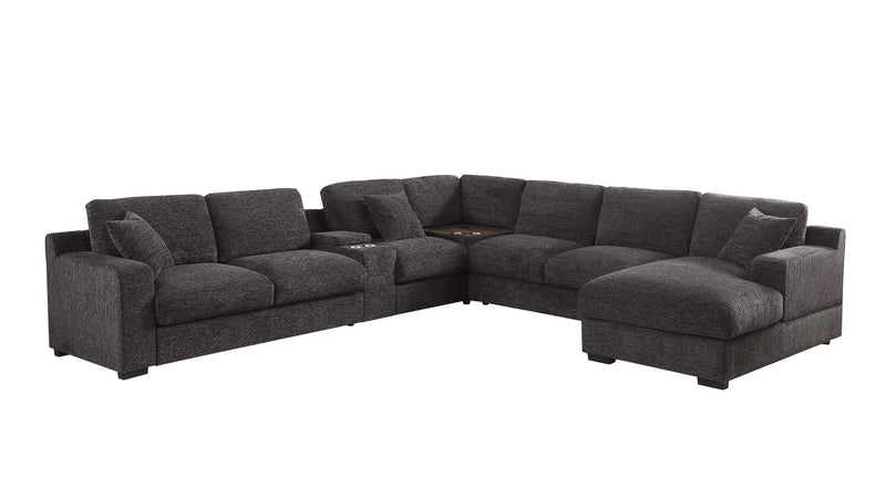 Celine - Corner Sectional Sofa With Right Facing Chaise, Cupholders, And Charging Ports - Gray - R&R Furniture Gallery (Fountain Valley, CA)