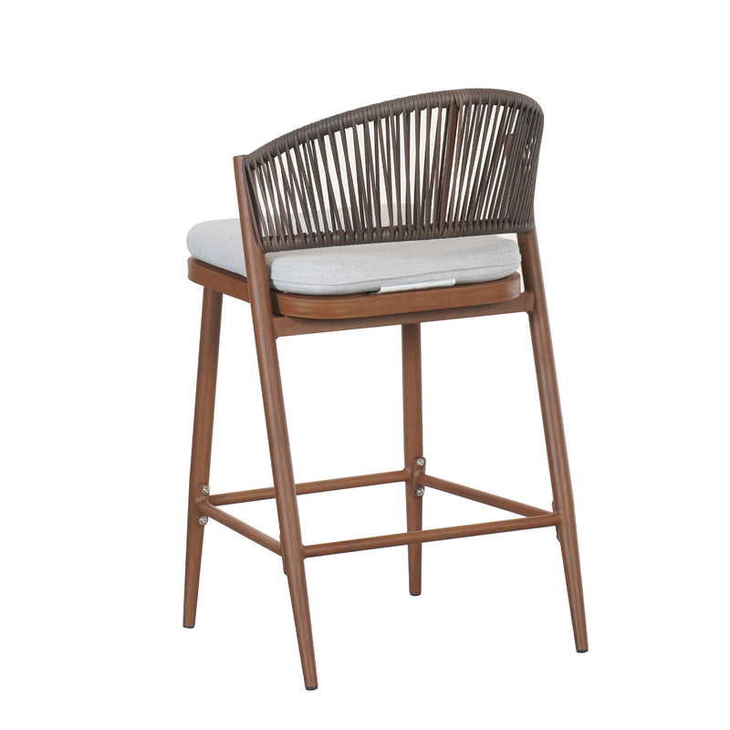 Outdoor 26" Counter Height Metal Frame Counter Stools With Scallop Shaped Backrest & Water Resistant Cushions - R&R Furniture Gallery (Fountain Valley, CA)