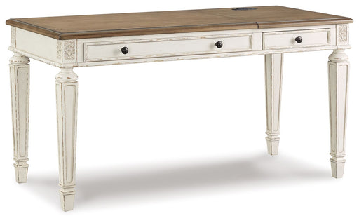 Realyn - Home Office Lift Top Desk - White / Brown - R&R Furniture Gallery (Fountain Valley, CA)