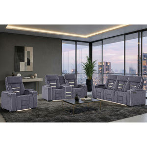 Austin - Reclining Sofa With Storage Arms - Gray