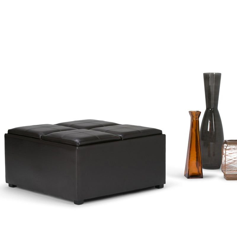 Avalon - Square Coffee Table Storage Ottoman - Tanners Brown - R&R Furniture Gallery (Fountain Valley, CA)
