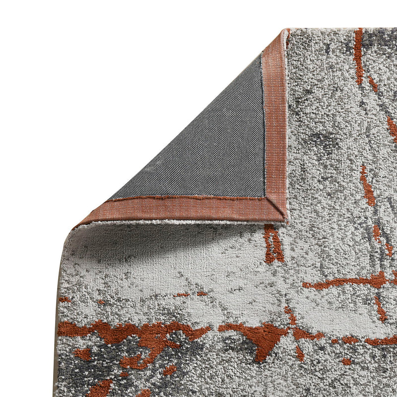 Quarry - 5' X 6.5' Abstract Area Rug - Gray / Orange - R&R Furniture Gallery (Fountain Valley, CA)