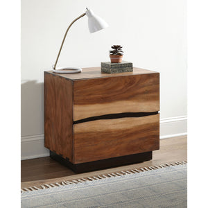 2 Drawer Nightstand With Drawer - Brown