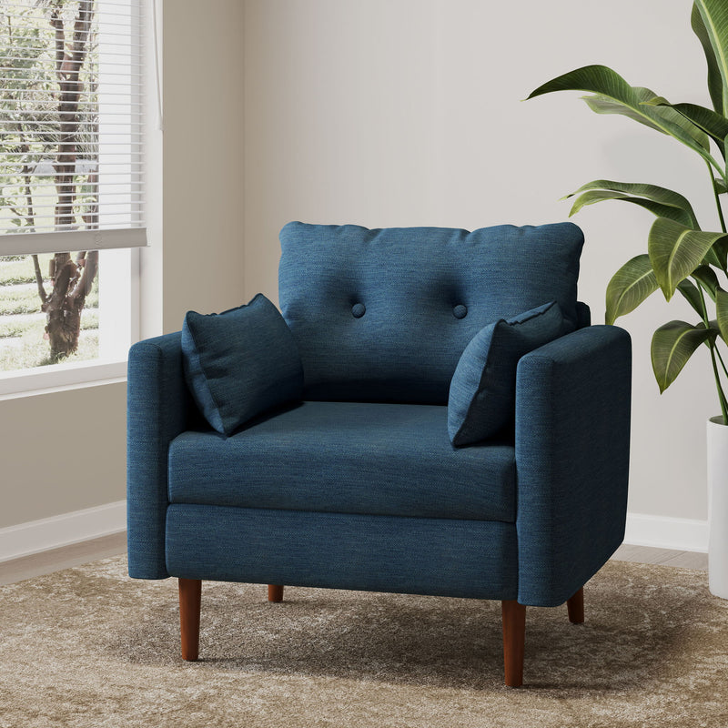 Enchantica - Upholstered Fabric Club Chair With Button Tufted And 2 Accent Pillows - R&R Furniture Gallery (Fountain Valley, CA)