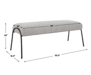 Uttermost Jacobsen modern gray upholstered bench with sleek design and padded seat, ideal for entryways or living room decor.