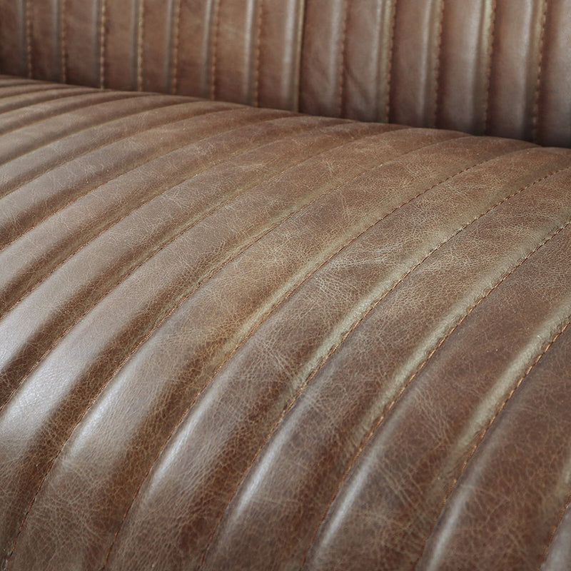 Brancaster - Loveseat - Retro Brown Top Grain Leather & Aluminum - R&R Furniture Gallery (Fountain Valley, CA)