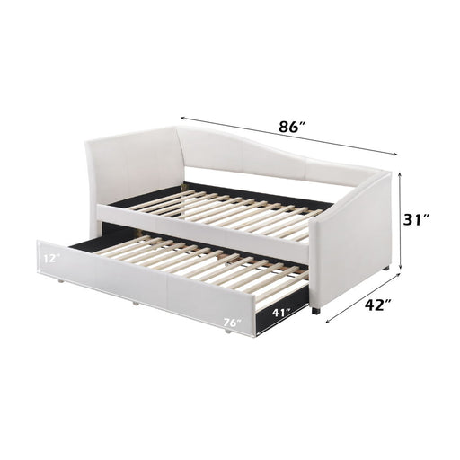 Jedda - Twin Daybed With Trundle - White Synthetic Leather - R&R Furniture Gallery (Fountain Valley, CA)
