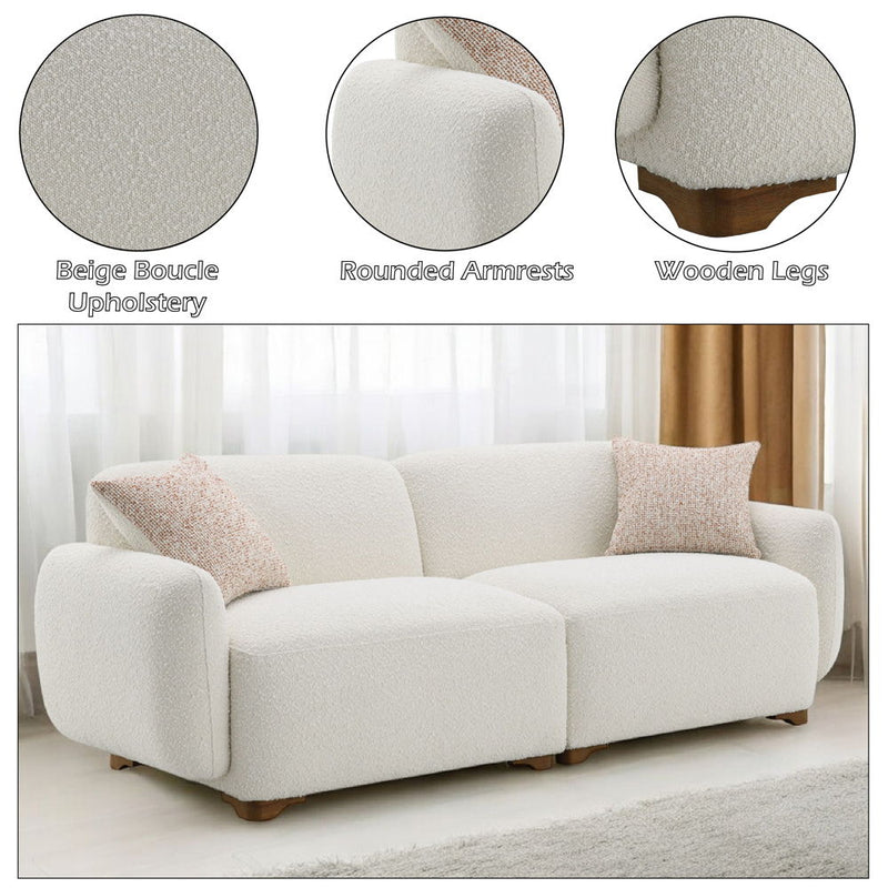 Darius - Sofa With 2 Pillows - Beige Boucle - R&R Furniture Gallery (Fountain Valley, CA)