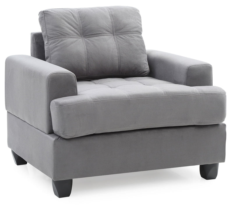 Glory Furniture transitional design armchair with plush fabric upholstery and wooden legs, modern and stylish for living rooms.