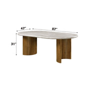 Darcy - Dining Table - Natural Marble Top & Dark Walnut - R&R Furniture Gallery (Fountain Valley, CA)