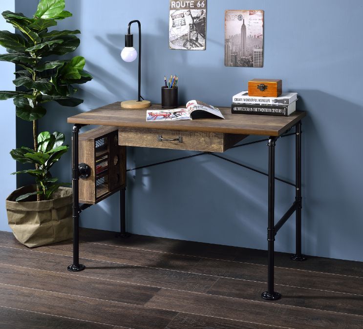 Endang - Writing Desk - Weathered Oak & Black - R&R Furniture Gallery (Fountain Valley, CA)
