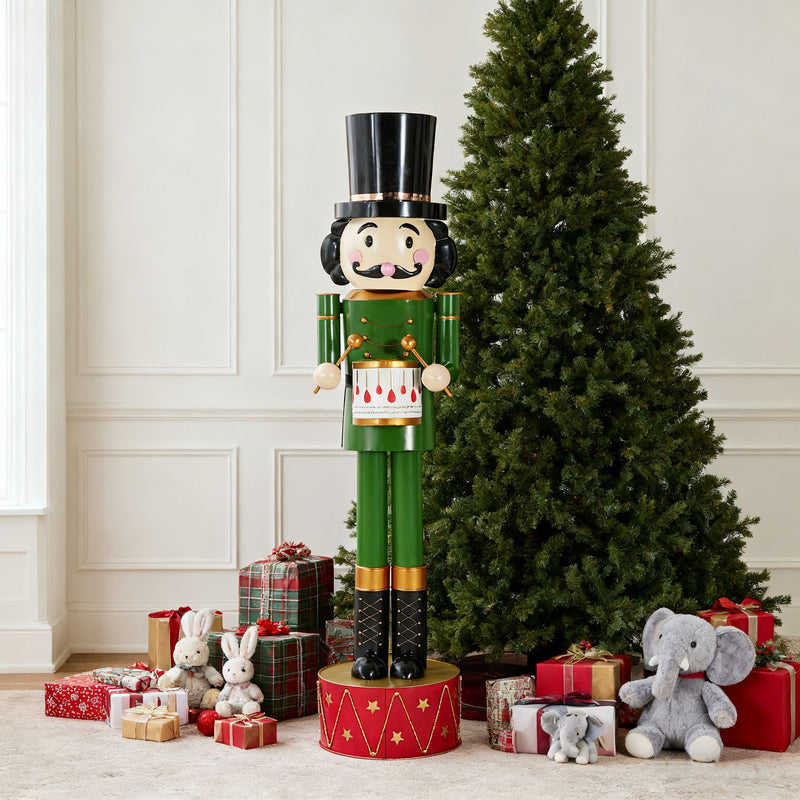 Noble House Christmas nutcracker holiday decor in green and red, featuring a festive holiday figure with detailed attire.