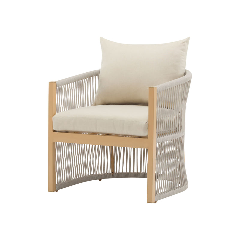Modern Curved Aluminum Lounge Chair With Stylish Rope Weave Design And Cushioned Comfort For Outdoor - R&R Furniture Gallery (Fountain Valley, CA)