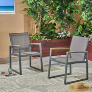 Aresha - Metal Outdoor Dining Armchair (Set of 2) - Gray - R&R Furniture Gallery (Fountain Valley, CA)