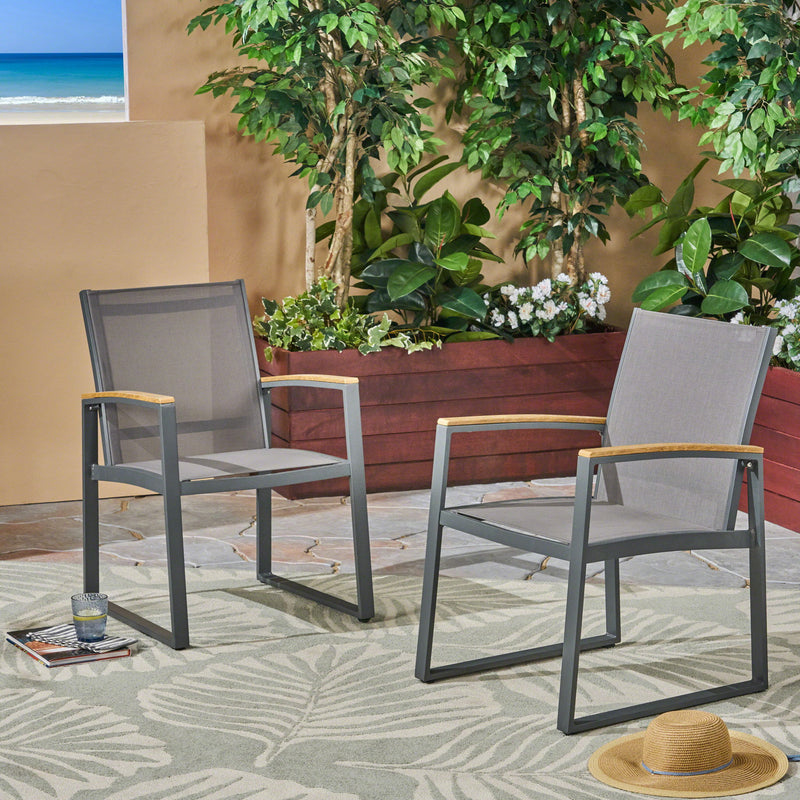 Aresha - Metal Outdoor Dining Armchair (Set of 2) - Gray - R&R Furniture Gallery (Fountain Valley, CA)
