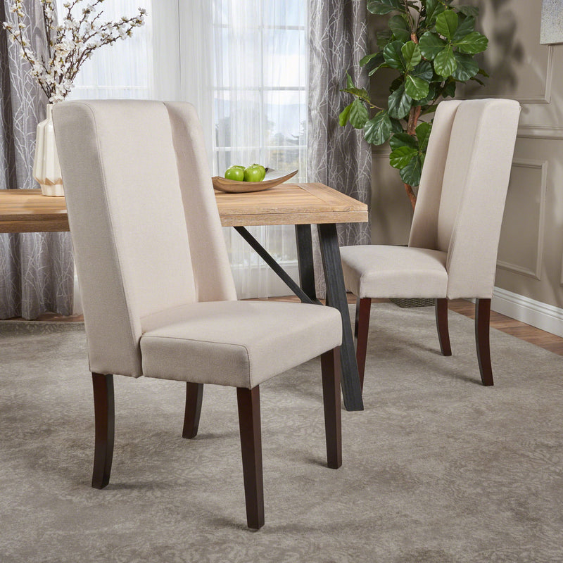 Modern Wingback Dining Chair (Set of 2) With Upholstered - Ivory - R&R Furniture Gallery (Fountain Valley, CA)
