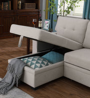 Upholstered Pull Out Sectional Sofa With Chaise - R&R Furniture Gallery (Fountain Valley, CA)