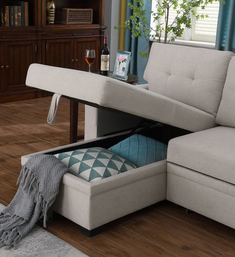 Upholstered Pull Out Sectional Sofa With Chaise - R&R Furniture Gallery (Fountain Valley, CA)